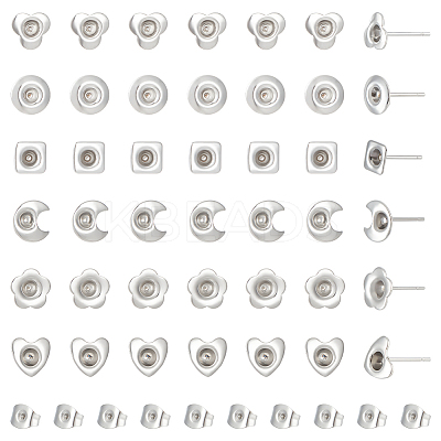 84Pcs 6 Style 201 Stainless Steel Stud Earring Findings STAS-UN0057-42-1