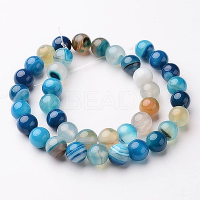 Natural Striped Agate/Banded Agate Beads Strands X-G-D845-01E-6mm-1