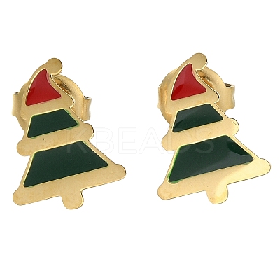 Ion Plating(IP) 304 Stainless Steel Enamel Stud Earrings EJEW-I316-03G-05-1