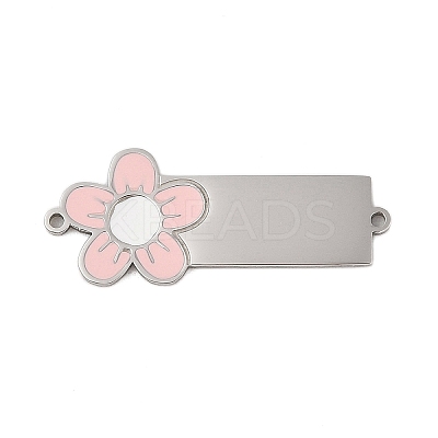 304 Stainless Steel Pink Enamel Connector Charms STAS-P377-14P-B-1