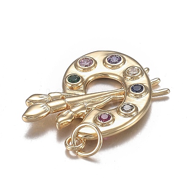 Brass Micro Colorful Cubic Zirconia Pendants ZIRC-F120-051G-1