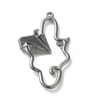 Glass Paper Plane Pendant PALLOY-K001-075B-04-1