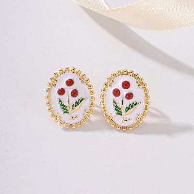 Elegant Alloy Enamel Flower Stud Earrings VA1196-1
