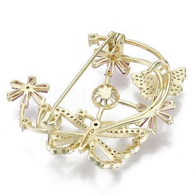 Brass Micro Pave Cubic Zirconia Brooch Findings KK-N232-76-NF-1