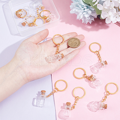 10Pcs Glass Bottle Keychins KEYC-NB00034-1