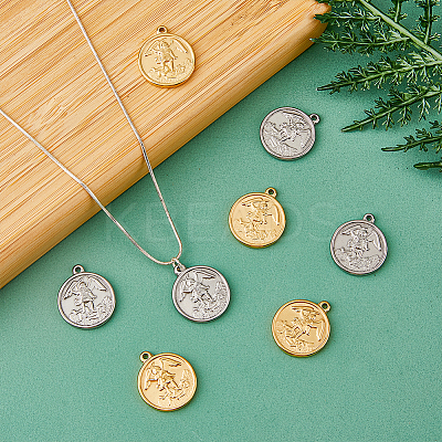 12Pcs 2 Colors 304 Stainless Steel Pendants STAS-DC0011-71-1