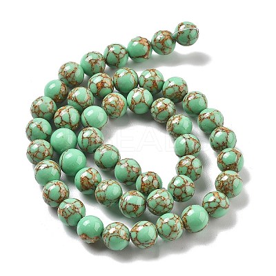 Synthetic Gold Line Turquoise Beads Strands G-A255-A03-01B-1