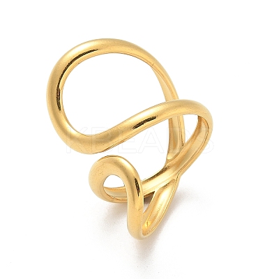 Ion Plating(IP) 304 Stainless Steel Open Cuff Ring for Women RJEW-M025-02G-1