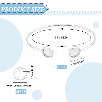 8Pcs Adjustable 304 Stainless Steel Cuff Bangle Making STAS-UN0040-43-1