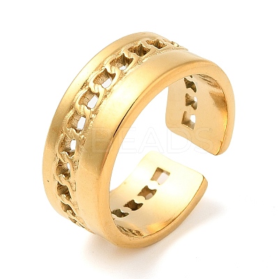 304 Stainless Steel Hollow Open Cuff Rings for Women STAS-D085-38G-1