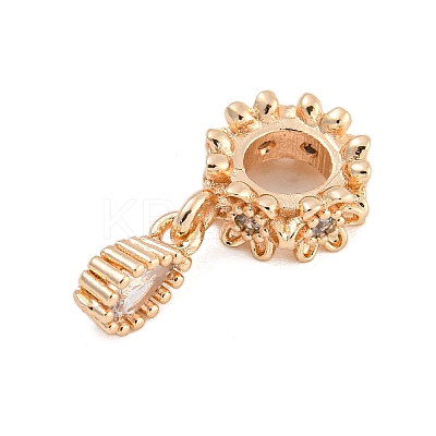 Rack Plating Brass Clear Cubic Zirconia European Dangle Charms KK-F876-23KCG-1