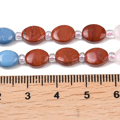 Cherry Quartz Glass & Synthetic Agate & Natural Red Jasper & Rose Quartz & Lemon Jade & Red Aventurine Beads Strands G-Z135-A13-1