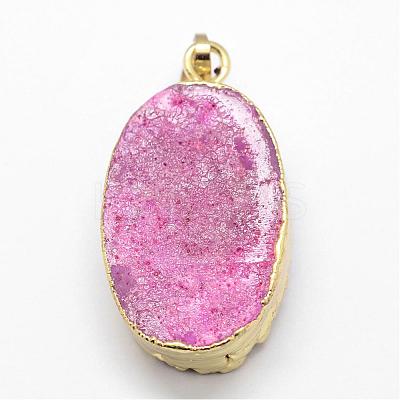 Electroplated Natural & Dyed Druzy Agate Pendants G-N0167-020-1