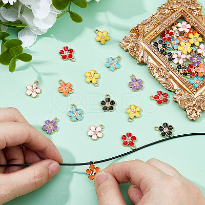 40Pcs 8 Colors Eco-Friendly Zinc Alloy Pendants ENAM-DC0001-90-1