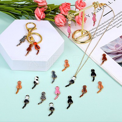 40Pcs 10 Styles Rack Plating A1lloy Enamel Pendants ENAM-SZ0004-04-1