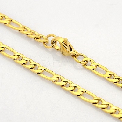 Men's Casual Style 304 Stainless Steel Figaro Chain Necklaces STAS-O037-17-1