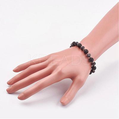 Natural & Synthetic Mixed Stone & Lava Rock Stretch Bracelets BJEW-JB03071-1
