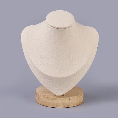Microfiber Wooden Necklace Displays NDIS-O008-03A-S-1