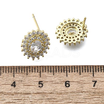 Brass Micro Pave Clear Cubic Zirconia Stud Earrings for Women EJEW-F363-03G-1