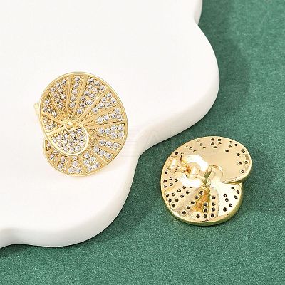 Brass Micro Pave Clear Cubic Zirconia Stud Earrings EJEW-A151-02A-G-1