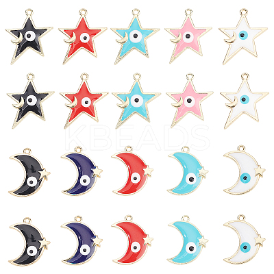 40Pcs 10 Style Rack Plating Alloy Enamel Pendants ENAM-NB0001-85-1