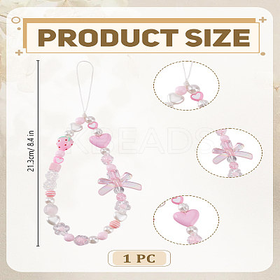 1Pc Resin Beaded Mobile Phone Lanyard Wrist Strap AJEW-LP0004-38-1