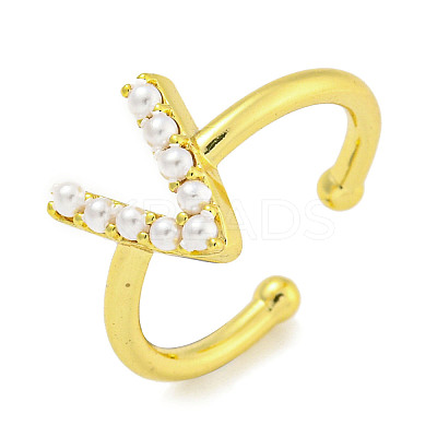 Rack Plating Brass Open Cuff Rings for Women RJEW-F162-01G-V-1