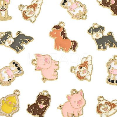 24Pcs 8 Styles Zinc Alloy Enamel Pendants ENAM-FS0004-05-1