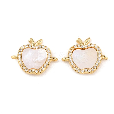 Natural White Shell Apple Link Connector Charms KK-Z140-06G-1