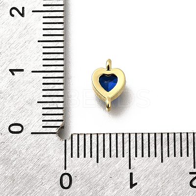 Heart Brass Cubic Zirconia Connector Charms KK-P295-34G-04-1