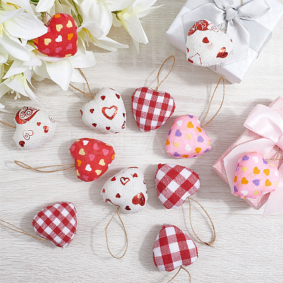 12Pcs 6 Colors Valentine's Day Foam & Cloth Pendant Decoration AJEW-CY0001-34-1