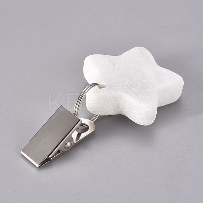 Star Shape Marble Tablecloth Weights with Stainless Steel Tablecloth Clips HJEW-WH0005-09A-1