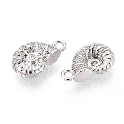 Brass Micro Pave Clear Cubic Zirconia Charms KK-N267-22P-1