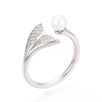 Adjustable 925 Sterling Silver with Cubic Zirconia Mermaid Fishtail Ring STER-T008-89P-1