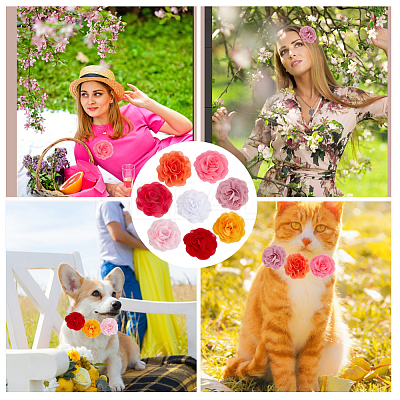 8Pcs 8 Colors Polyester Flower Ornament Accessories DIY-GF0010-64B-1