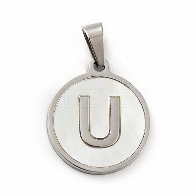 304 Stainless Steel with White Shell Pendants STAS-G268-01U-P-1