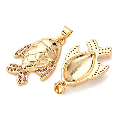 Brass Micro Pave Cubic Zirconia Pendants KK-K408-61G-01-1