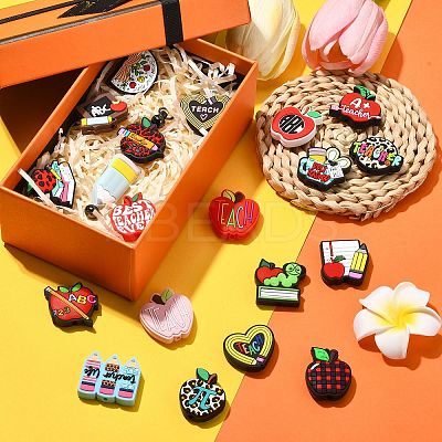 20Pcs 20 Styles Study/Teacher's Day Theme Food Grade Silicone Focal Beads SIL-CJ0001-41-1