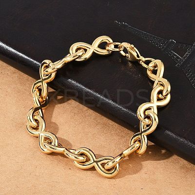 304 Stainless Steel Infinity Link Chain Bracelets for Women Men BJEW-F488-53B-G-1