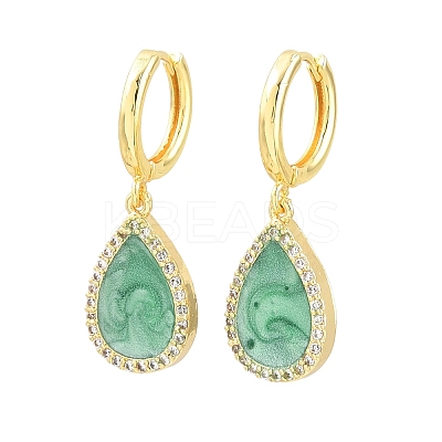 Brass Micro Pave Cubic Zirconia Hoop Dangle Earrings KK-CBA8324-11G-04-1