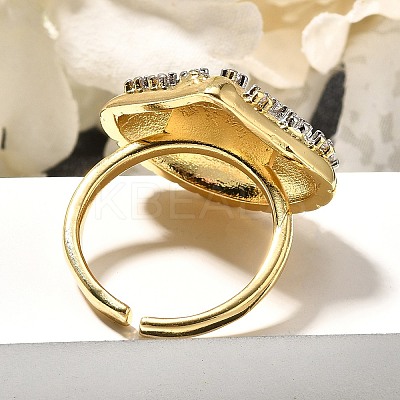 Brass Micro Pave Clear Cubic Zirconia Cuff Rings RJEW-U035-11GP-1