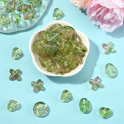60Pcs 6 Styles Two Tone Transparent Acrylic Beads MACR-YW0004-09-1