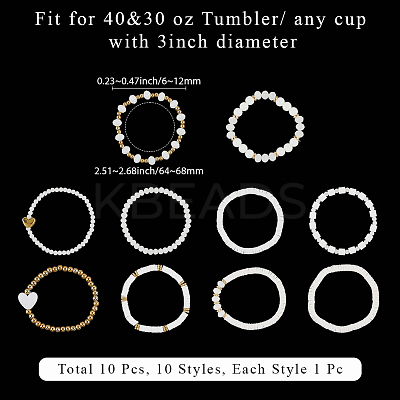 10Pcs 2 Styles Polymer Clay & Crystal Beads Cup Chain AJEW-CN0004-16-1