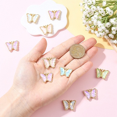 10Pcs Alloy Glass Pendants GLAA-YW0005-19-1
