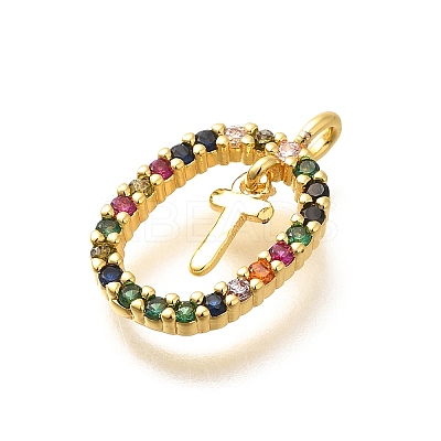 Brass Micro Pave Cubic Zirconia Pendants ZIRC-P123-01G-T02-1