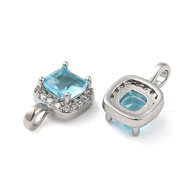 Brass Micro Pave Cubic Zirconia and Glass Pendants KK-H455-19P-1