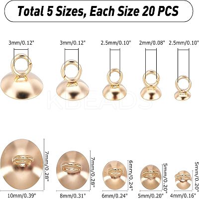 100Pcs 5 Style 304 Stainless Steel Bead Cap Pendant Bails STAS-UN0024-17-1