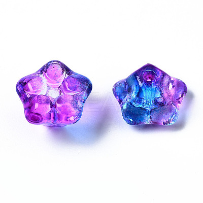 Two Tone Transparent Spray Painted Glass Beads GGLA-S054-011D-02-1