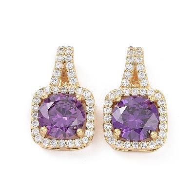 Brass Micro Pave Cubic Zirconia Pendants KK-E068-VC428-1