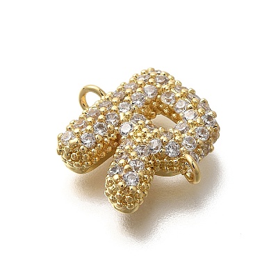 Brass Micro Pave Cubic Zirconia Letter Links KK-I717-04R-1